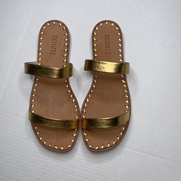 SCHUTZ Gold and Brown Sandals - Picture 6 of 9